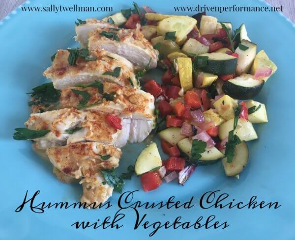 Hummus Crusted Chicken with Vegetables
