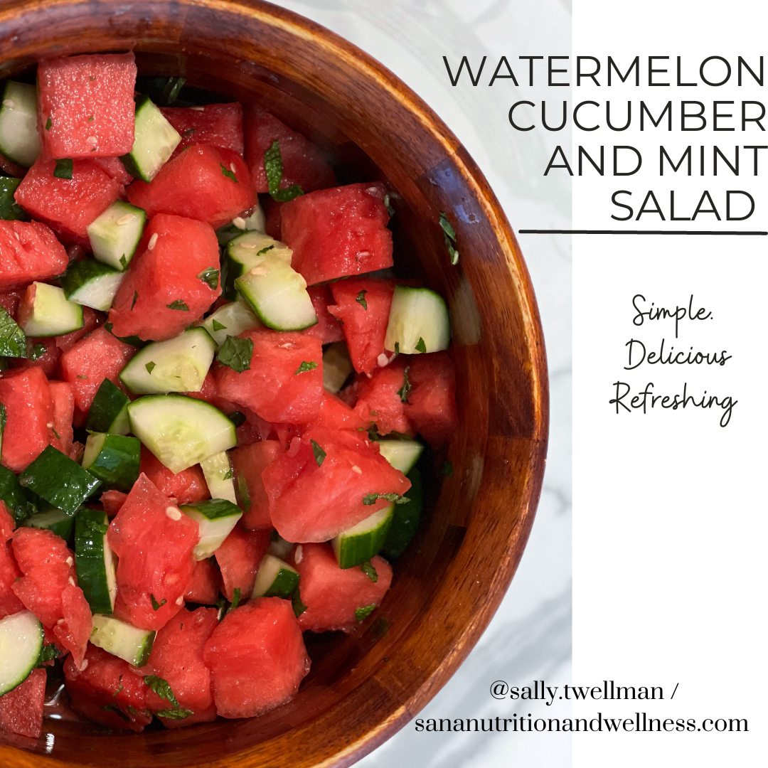 Watermelon Cucumber and Mint Salad